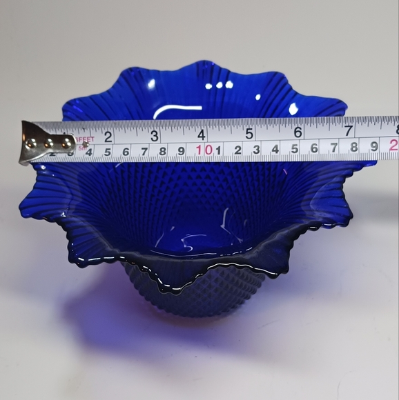 Vintage Cobalt Blue Flower Candle Holder, Blue Decor, Flower Cobalt Blue Votive - Picture 4 of 5